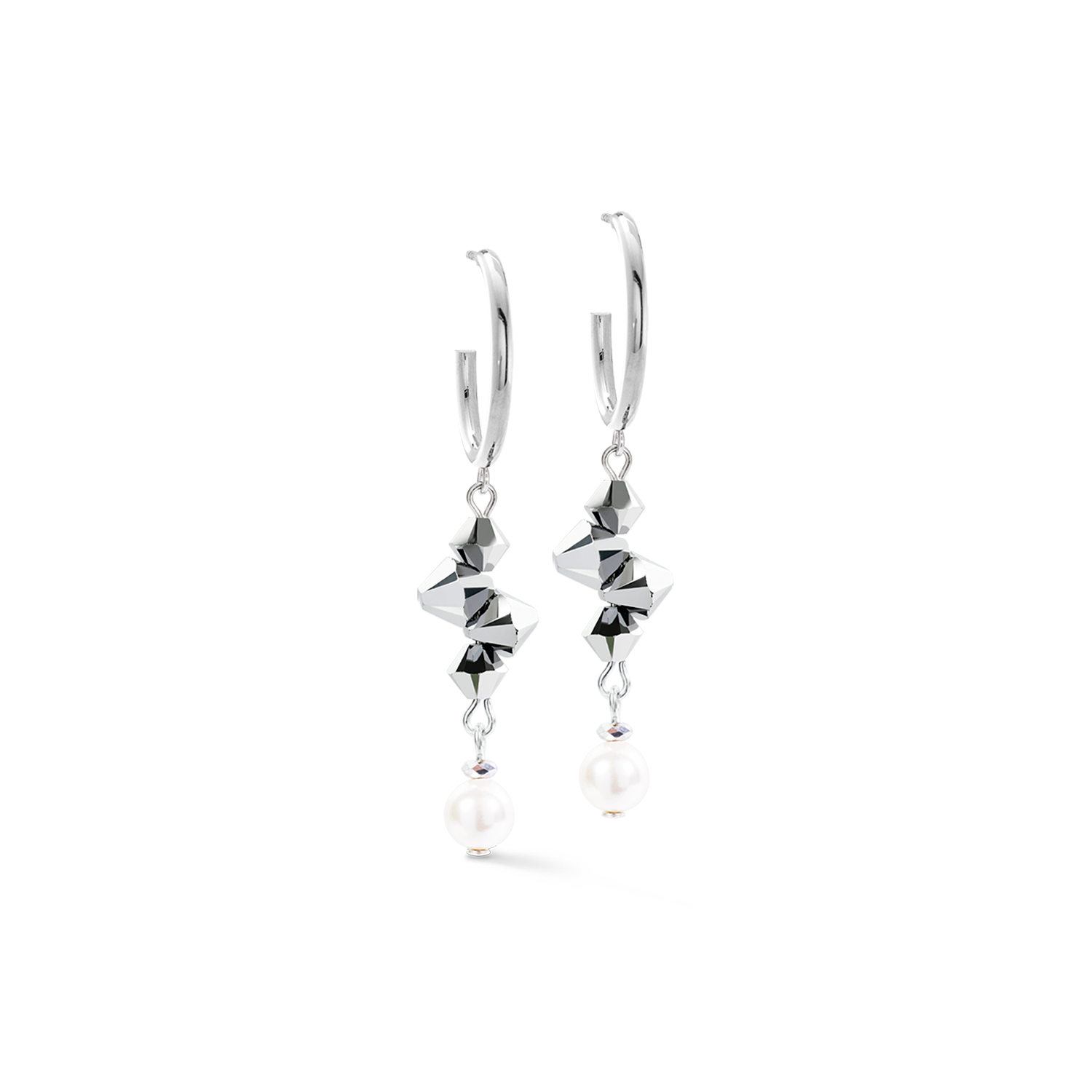 Hoop Earrings Dancing Crystals Fusion Silver