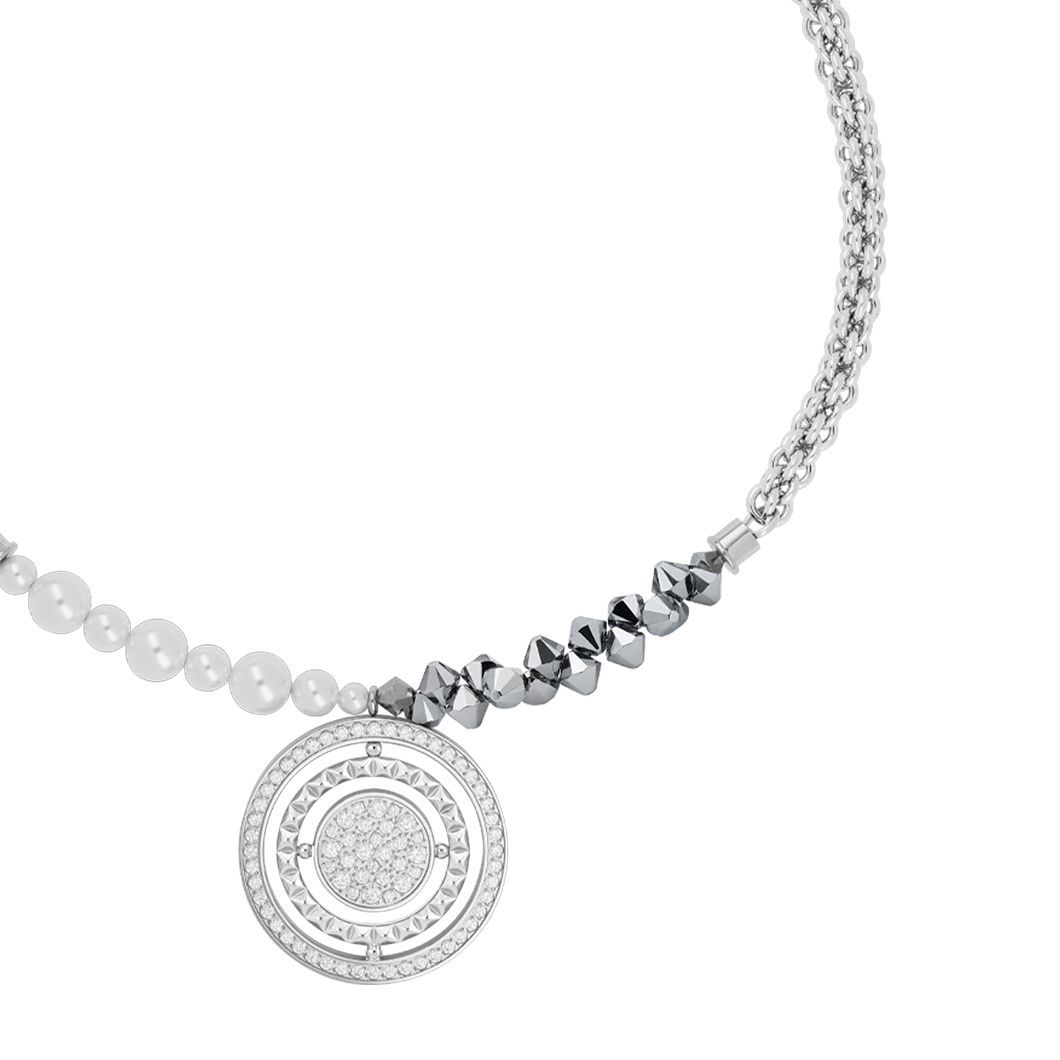Necklace Amulet Fusion Sparkle Silver