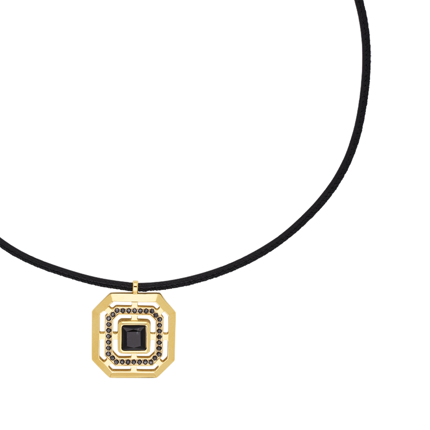 Necklace Amulet Icon Frame Soft Noir Gold