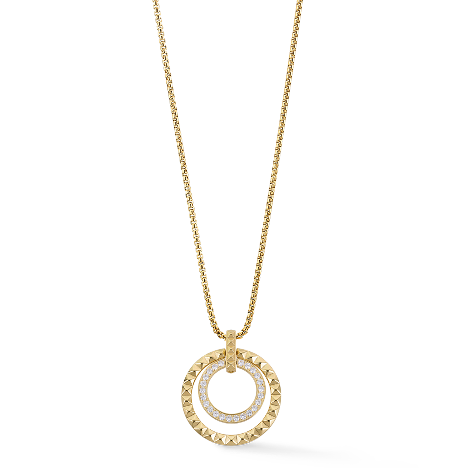 Necklace Circle Duo Multicolor Rainbow Gold
