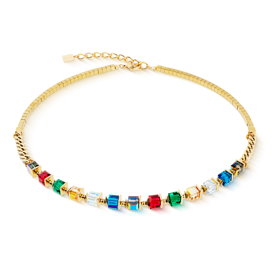 Necklace Sparkling Cubes Fusion Chain gold-multicolour