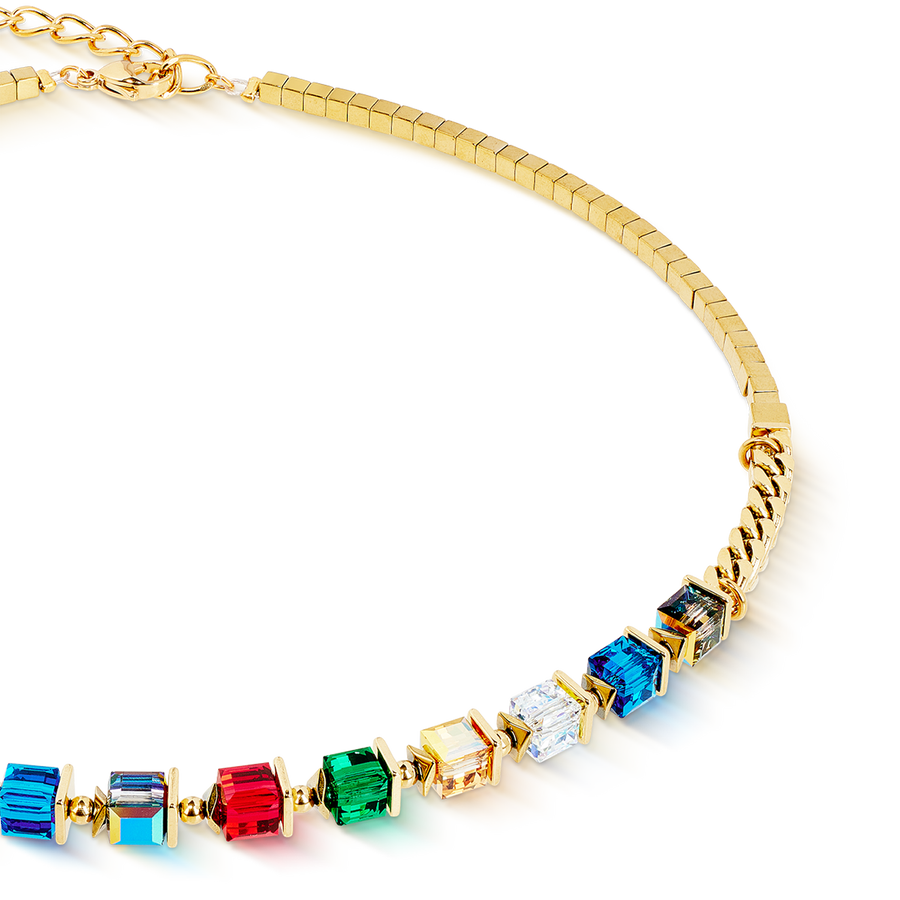 Necklace Sparkling Cubes Fusion Chain gold-multicolour