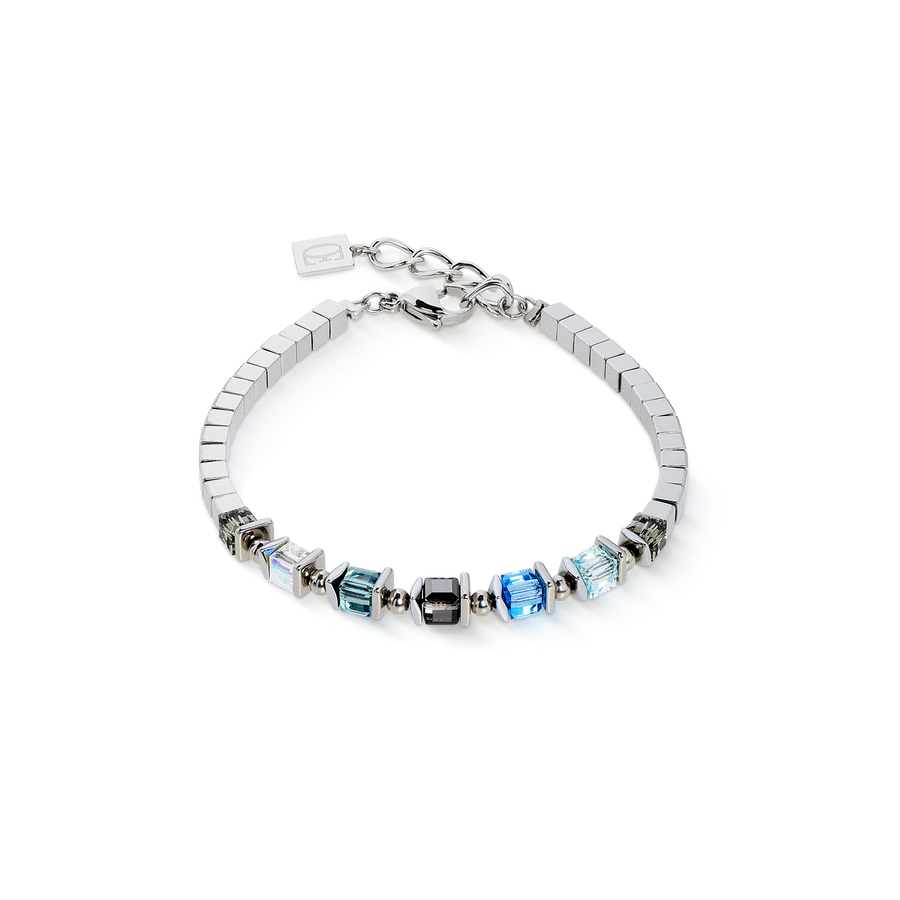 Bracelet Sparkling Cubes Fusion Chain silver-blue