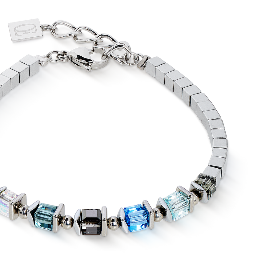 Bracelet Sparkling Cubes Fusion Chain silver-blue