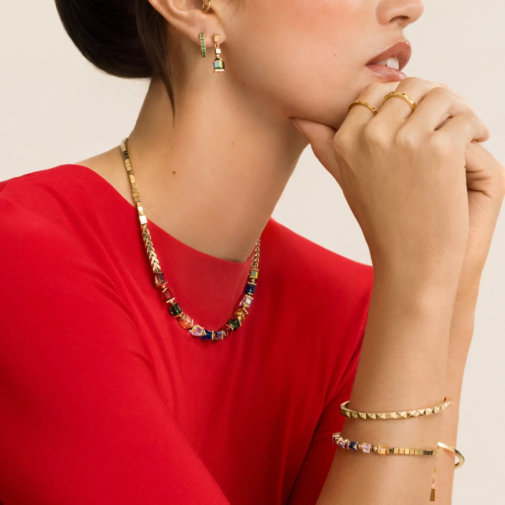 Bracelet Sparkling Cubes Fusion Chain gold-multicolour