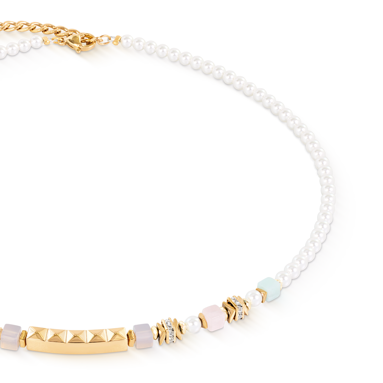 Beads & Pearls Spike Necklace Pastel