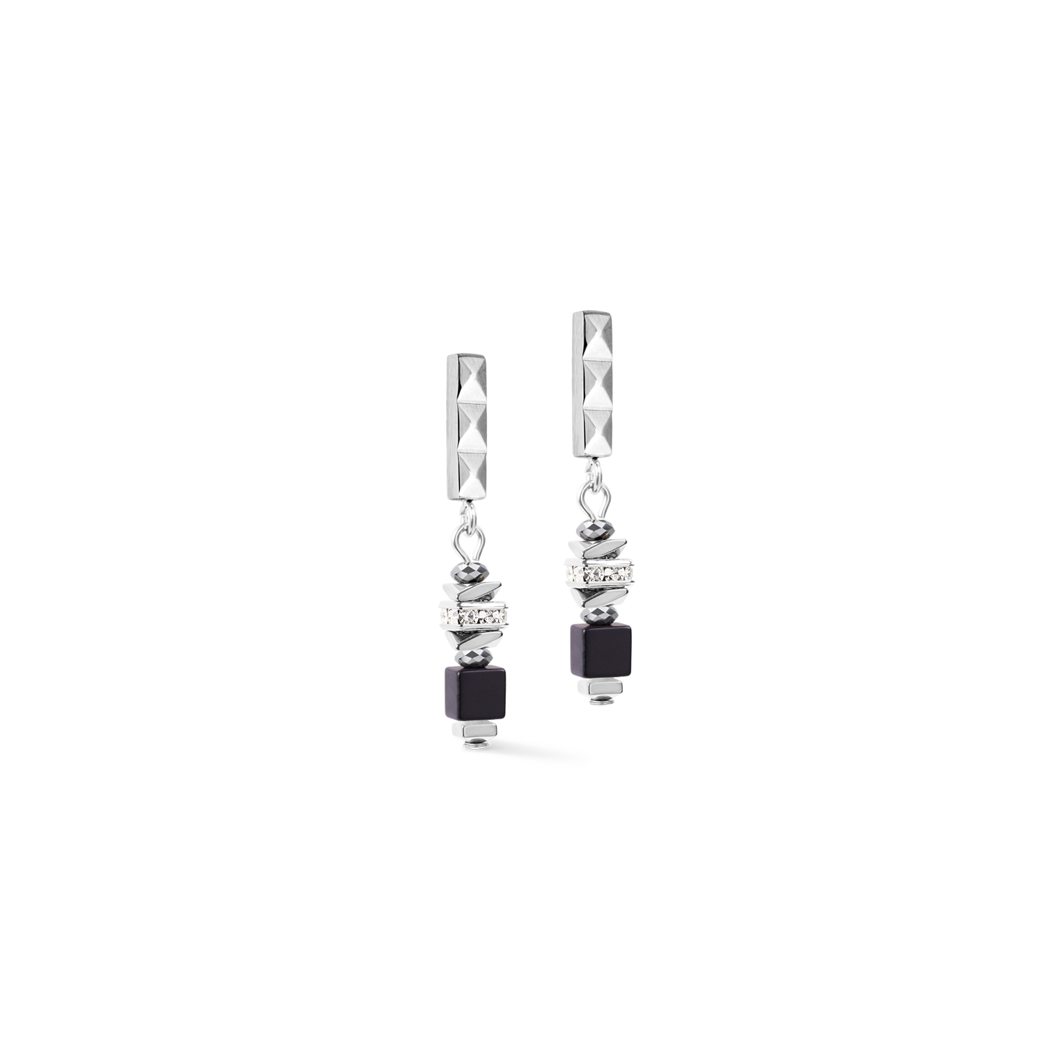 Beads & Pearls Spike Drop Earrings Anthracite