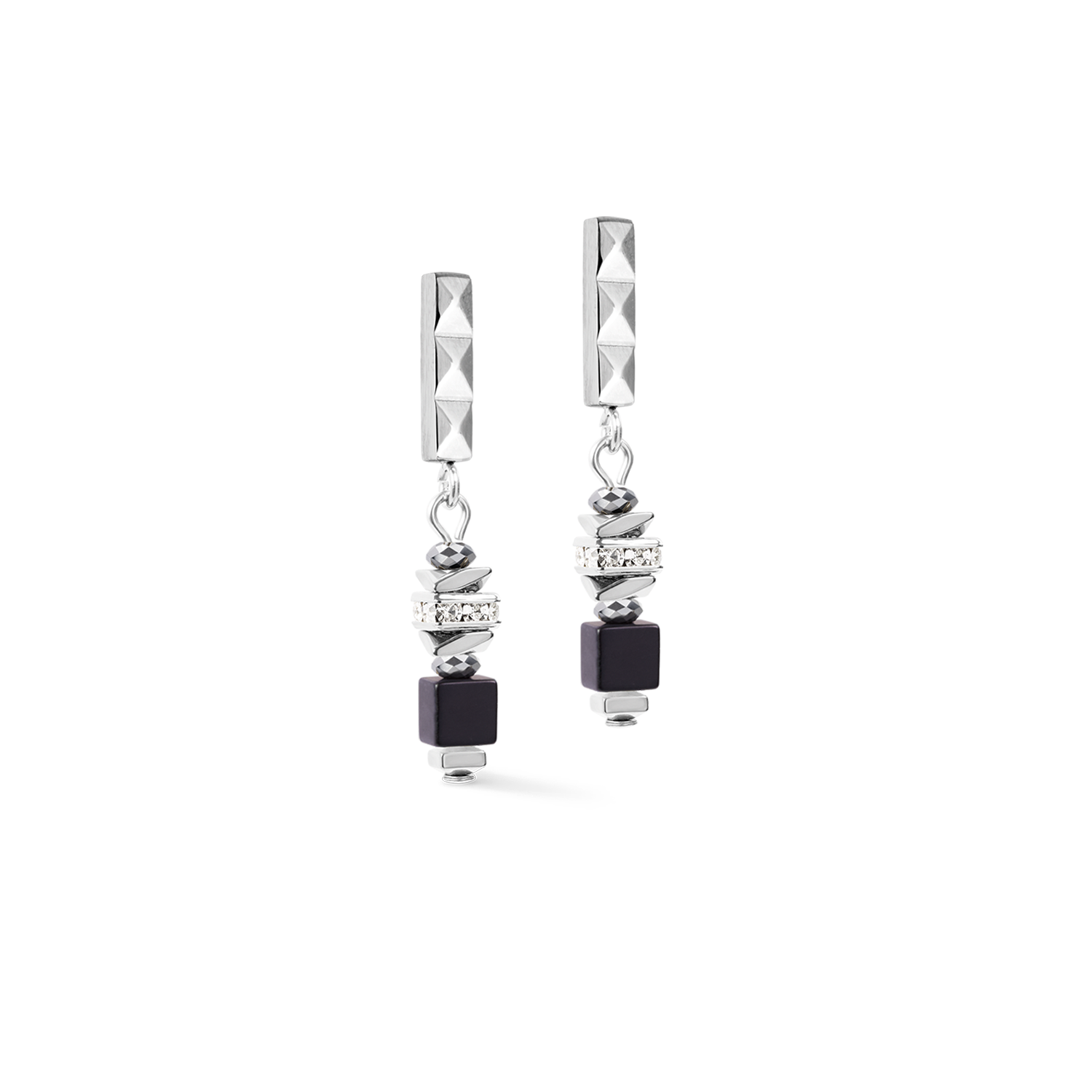 Beads & Pearls Spike Drop Earrings Anthracite