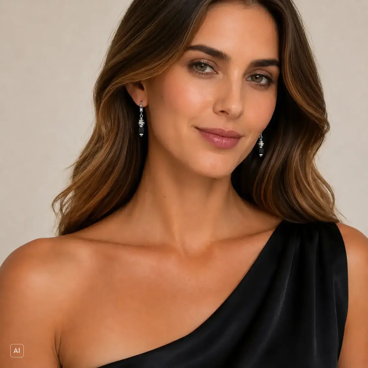 COEUR DE LION Beads & Pearls Spike Drop Earrings Anthracite – on model