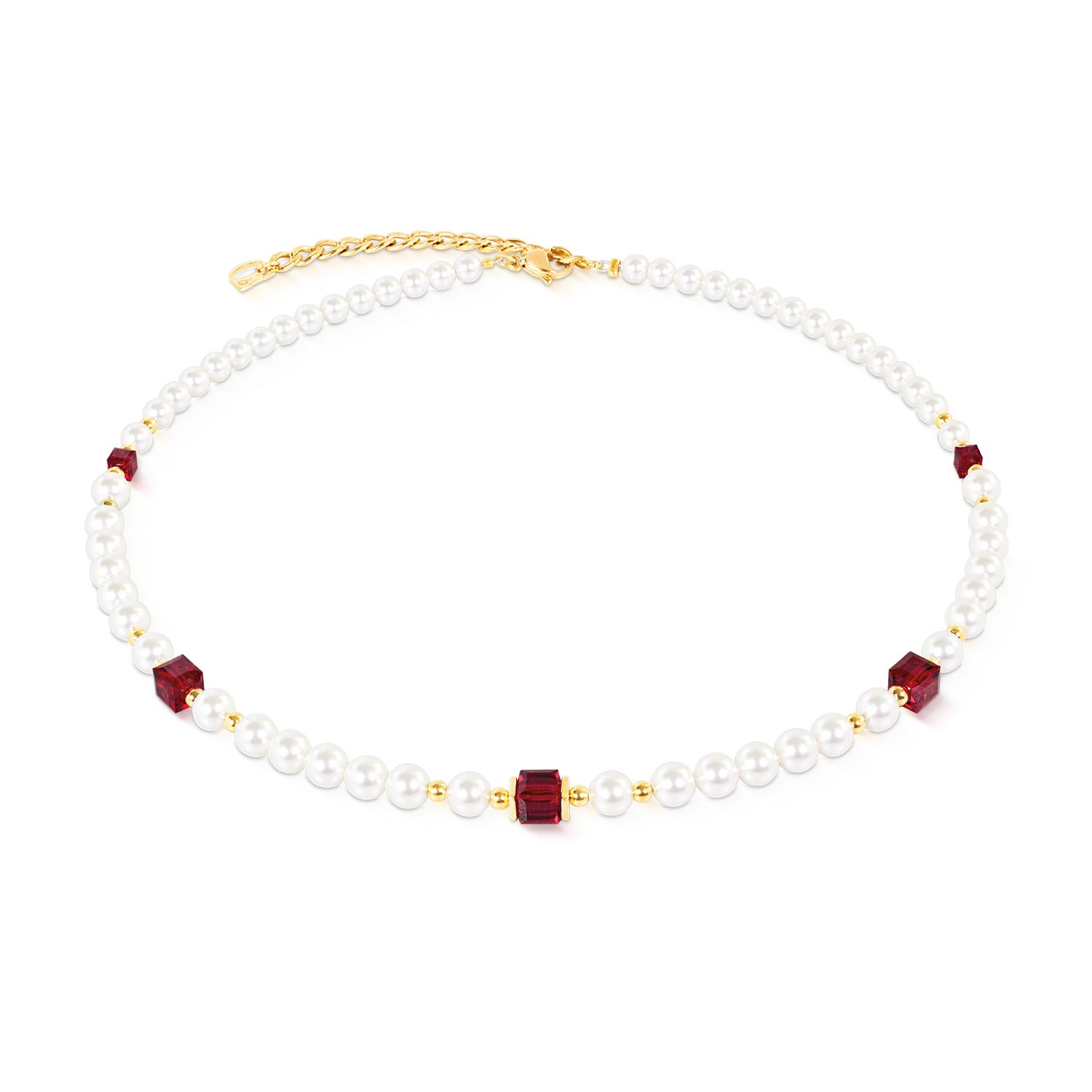 Cocktail Pearls Necklace Ruby