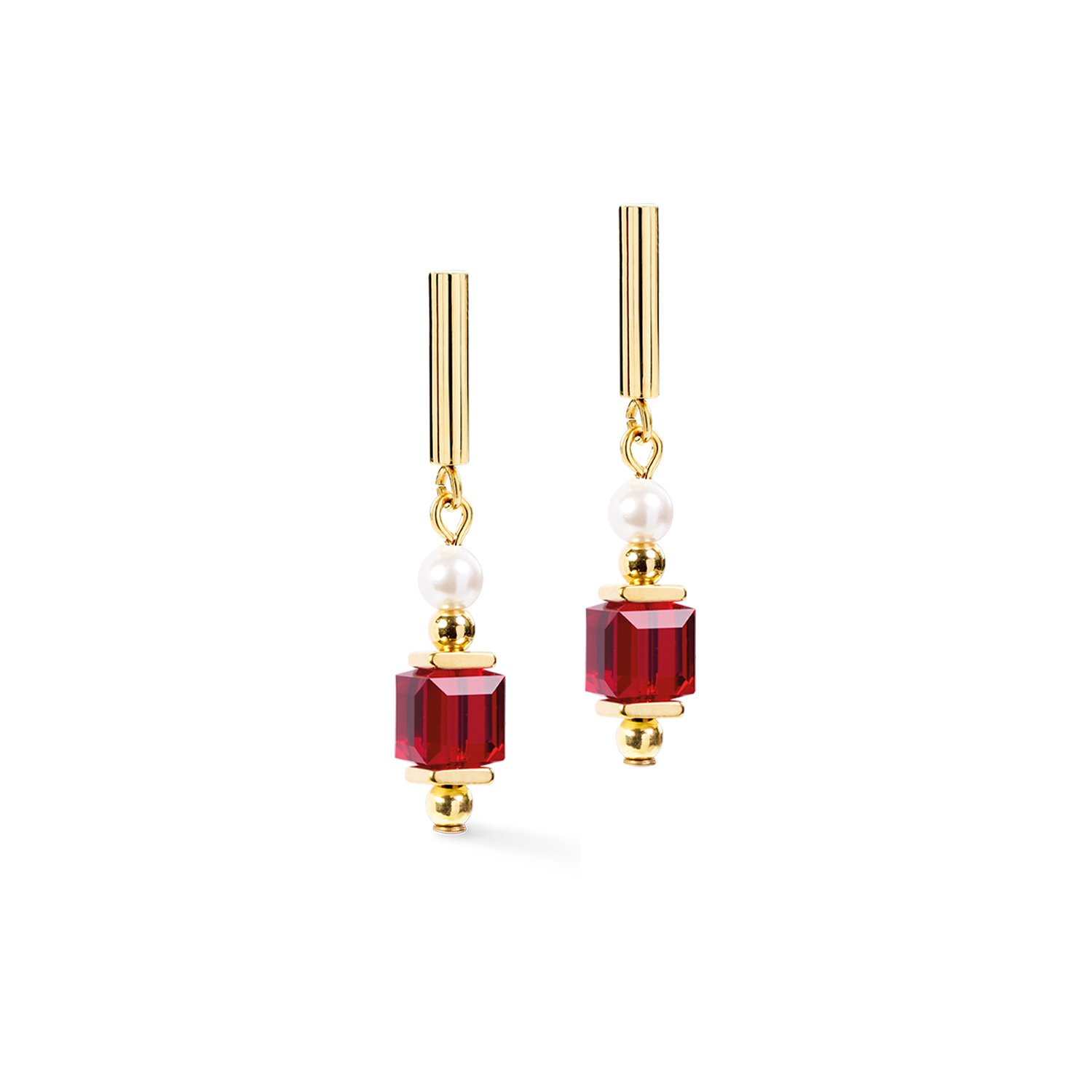 Cocktail Pearls Stud Earrings Ruby