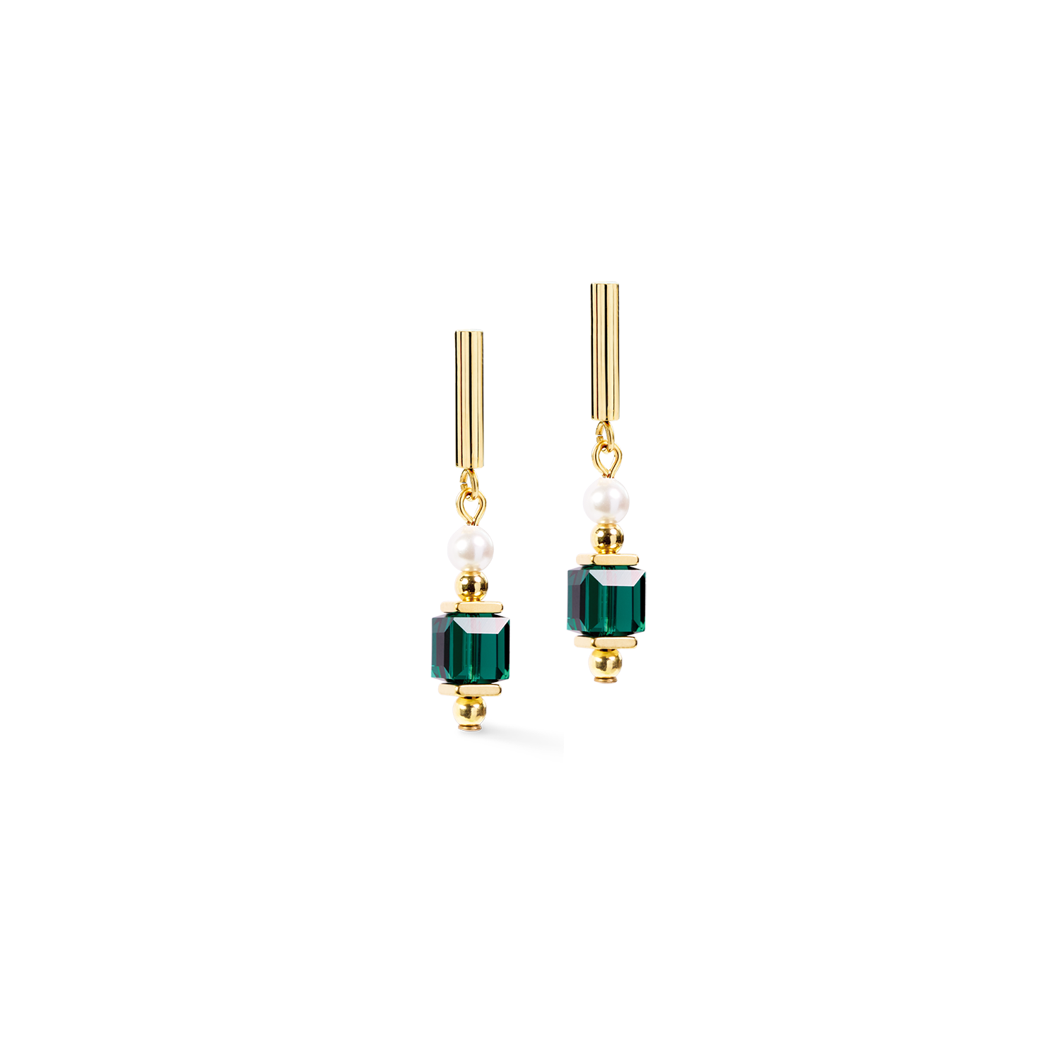 Cocktail Pearls Stud Earrings Emerald