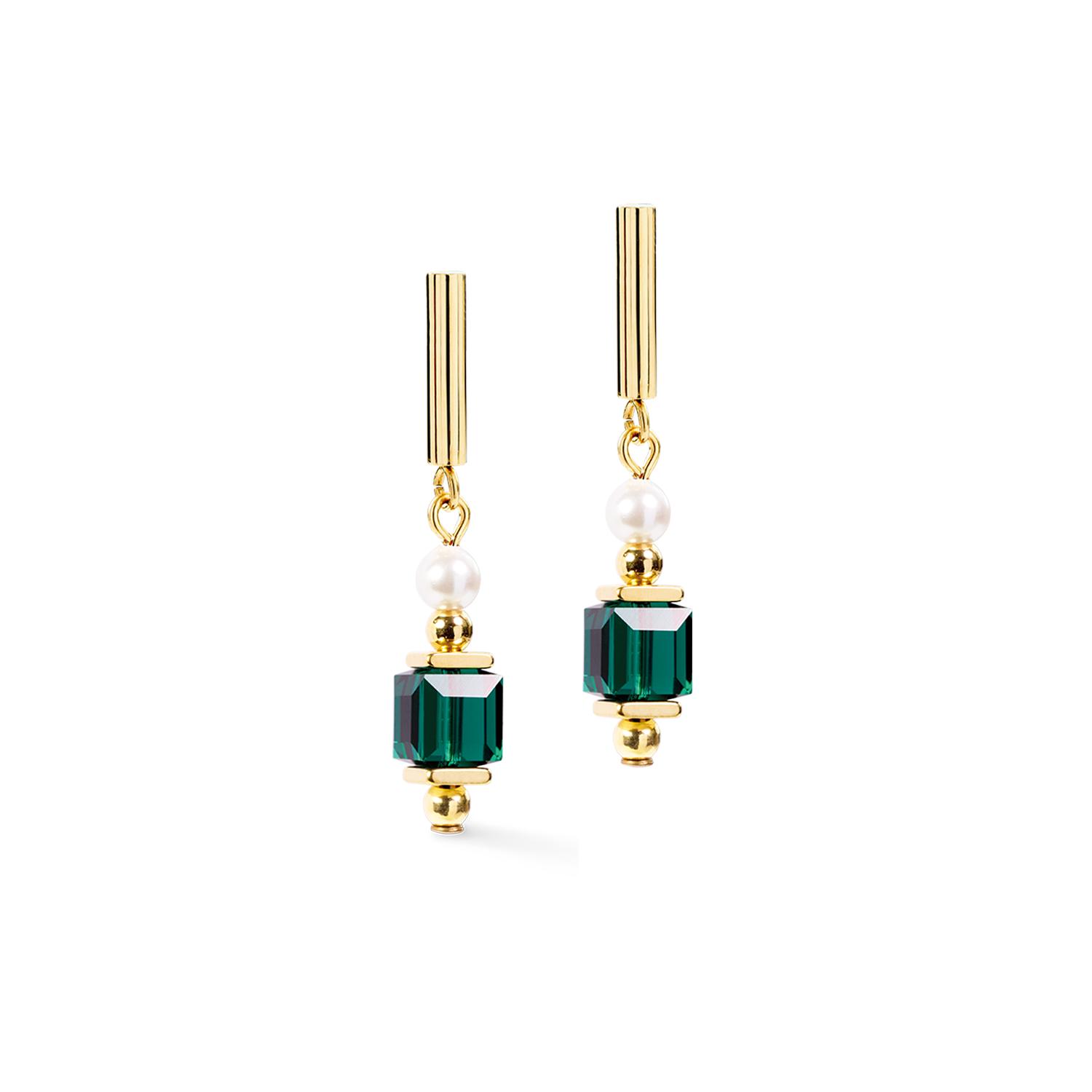 Cocktail Pearls Stud Earrings Emerald