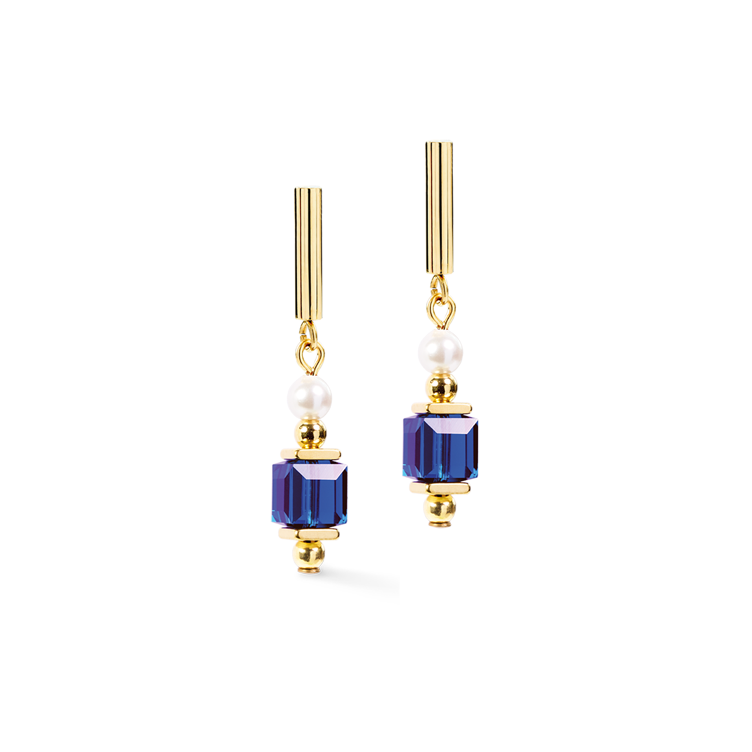 Cocktail Pearls Stud Earrings Sapphire