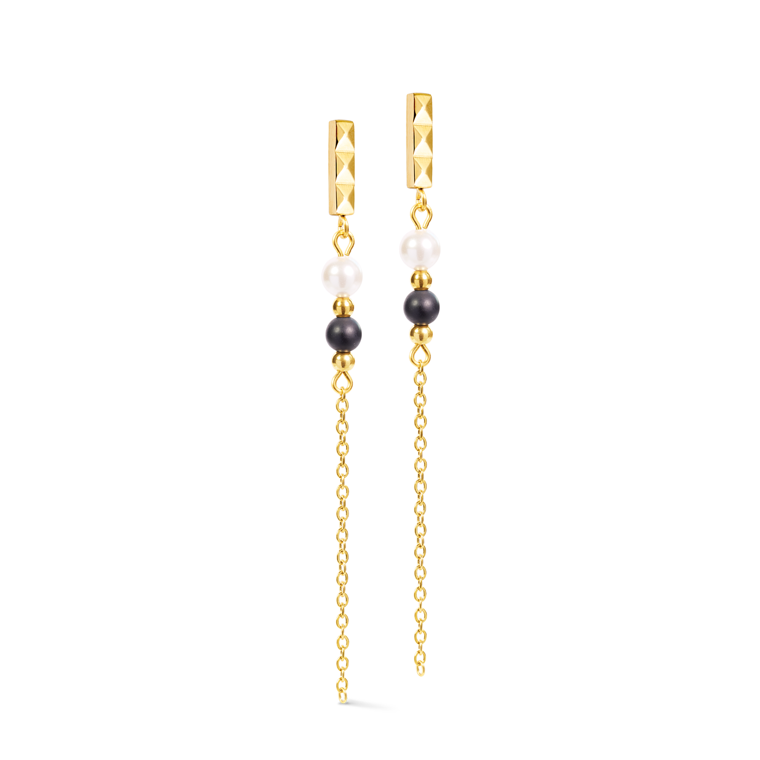Precious Fusion Offset Slider Stud Earrings Onyx