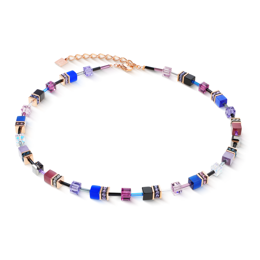 GeoCUBE® Iconic necklace Blue Moon rose gold
