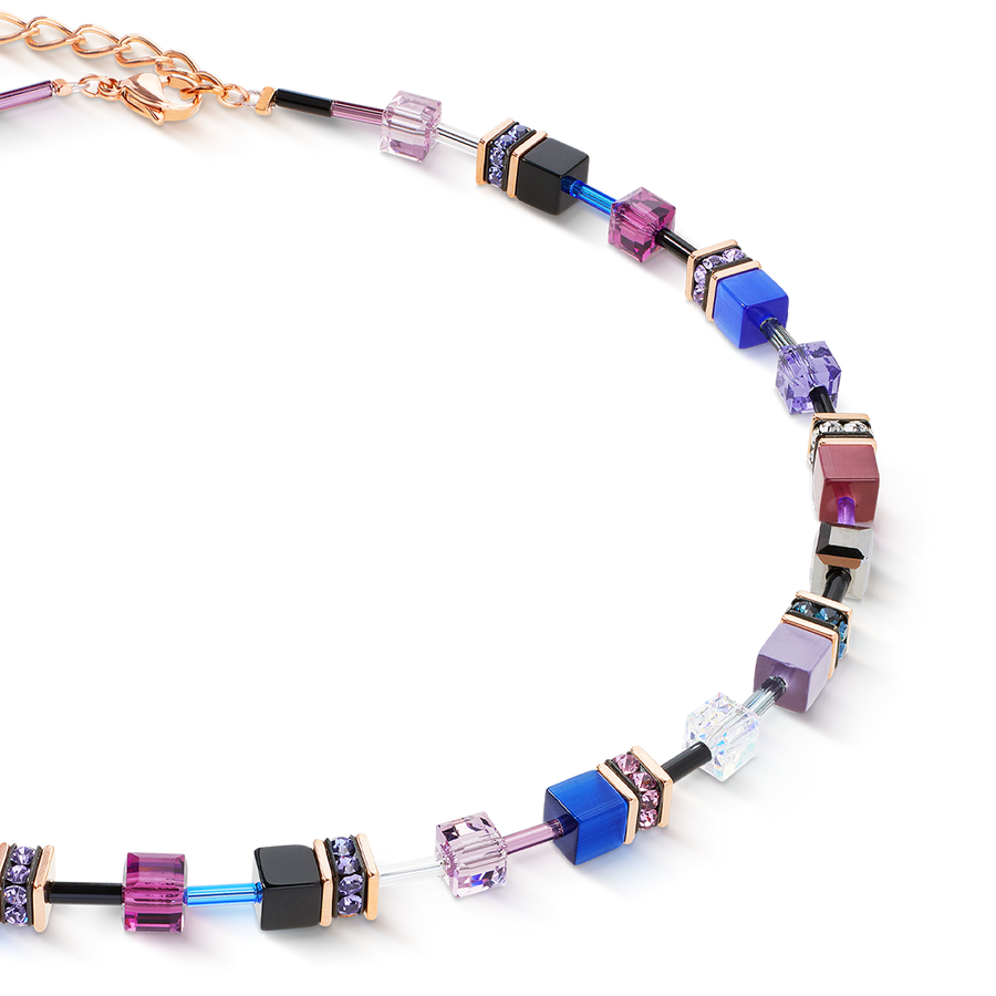 GeoCUBE® Iconic necklace Blue Moon rose gold