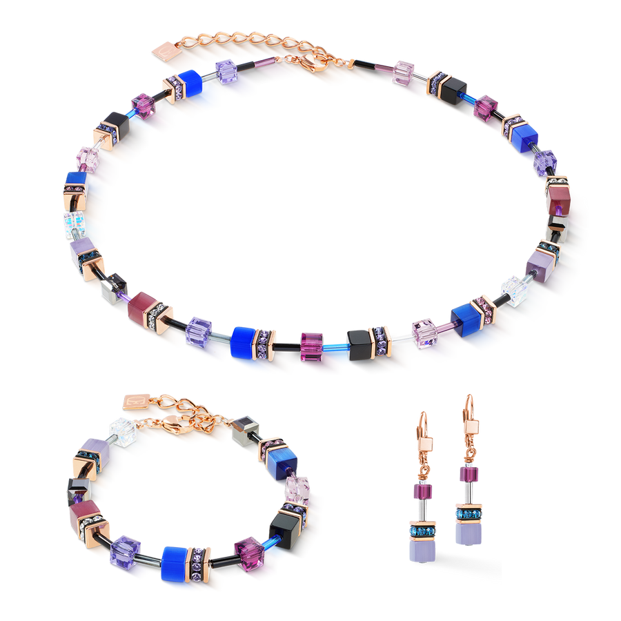 GeoCUBE® Iconic necklace Blue Moon rose gold