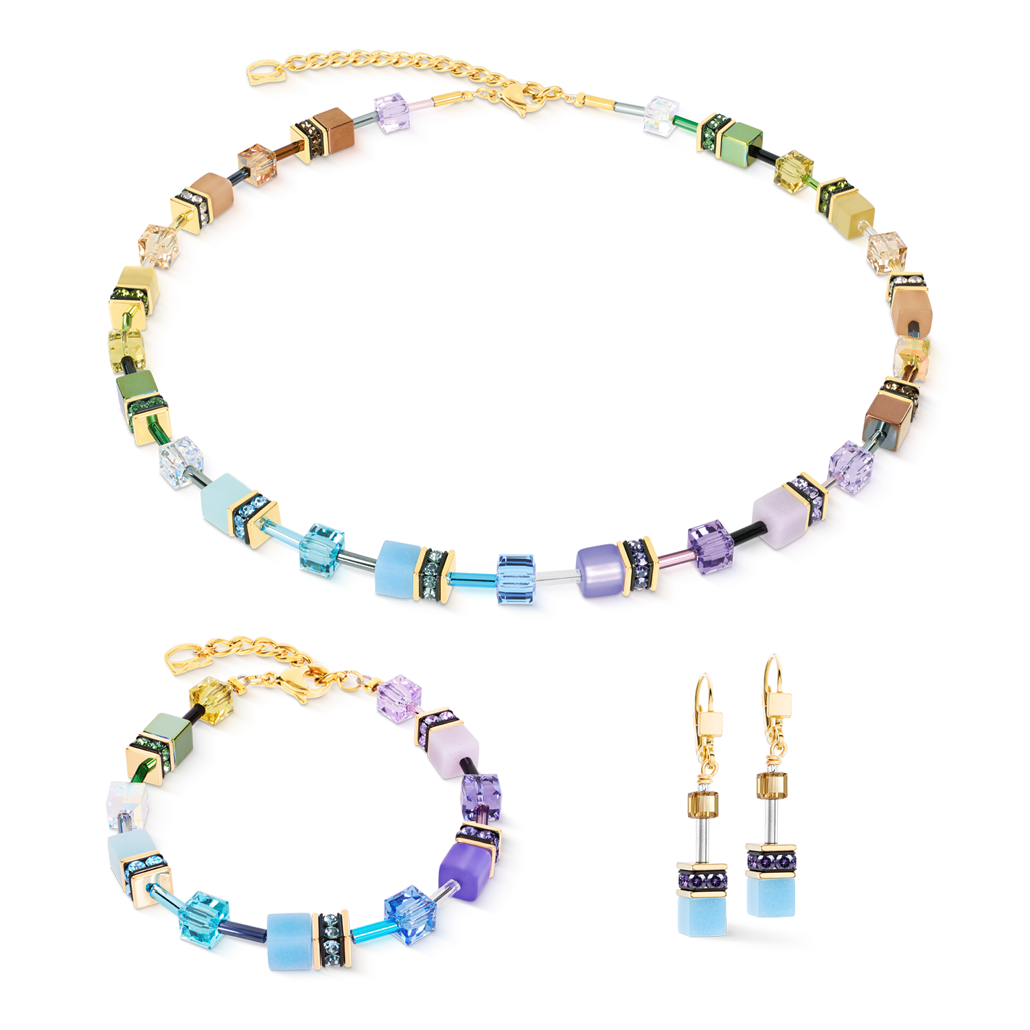 GeoCUBE® Iconic Necklace Multicolor Boho Gold