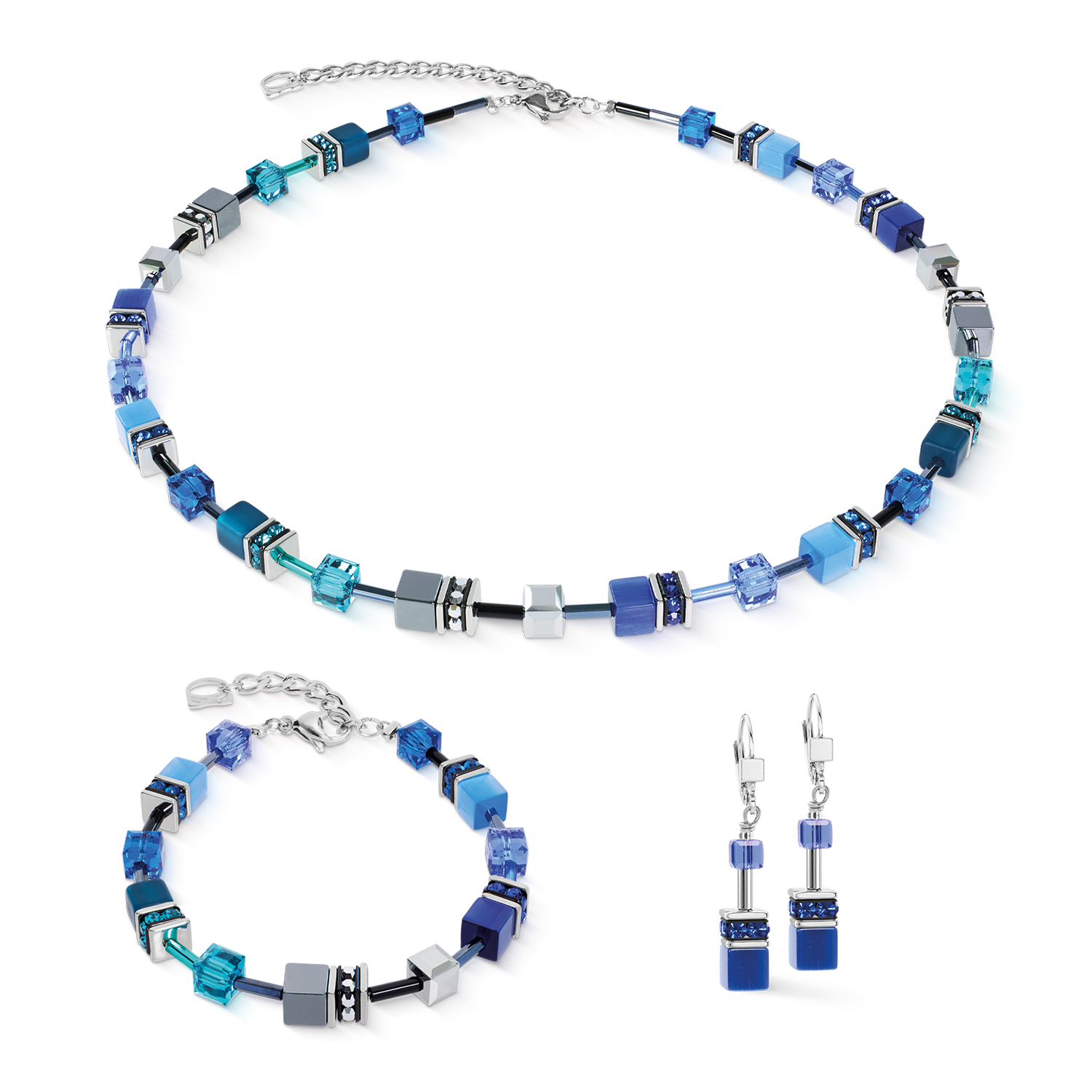 GeoCUBE® Iconic Drop Earrings Azure Spirit Silver