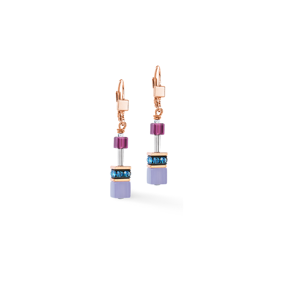 GeoCUBE® Iconic earrings Blue Moon rose gold