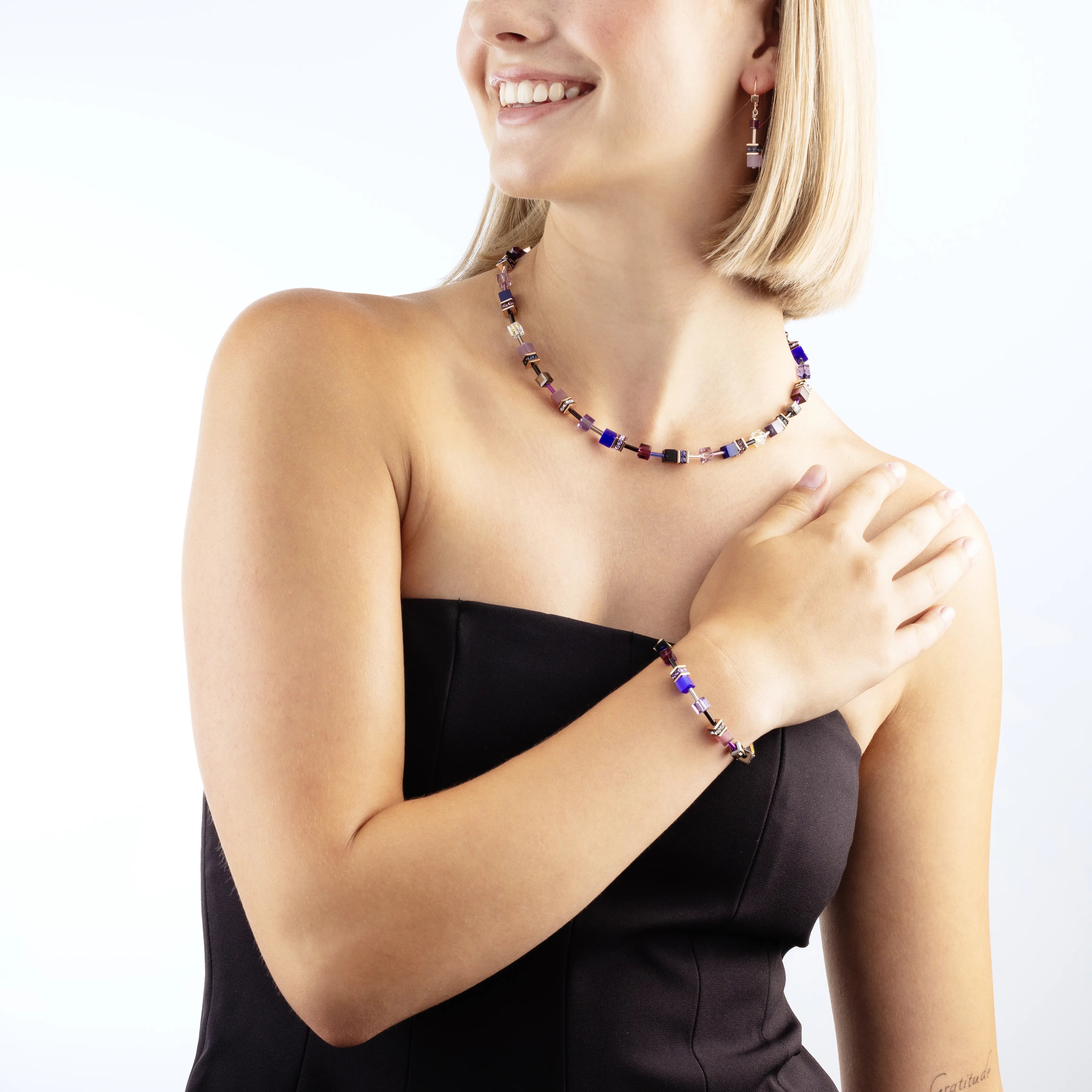 GeoCUBE® Iconic earrings Blue Moon rose gold