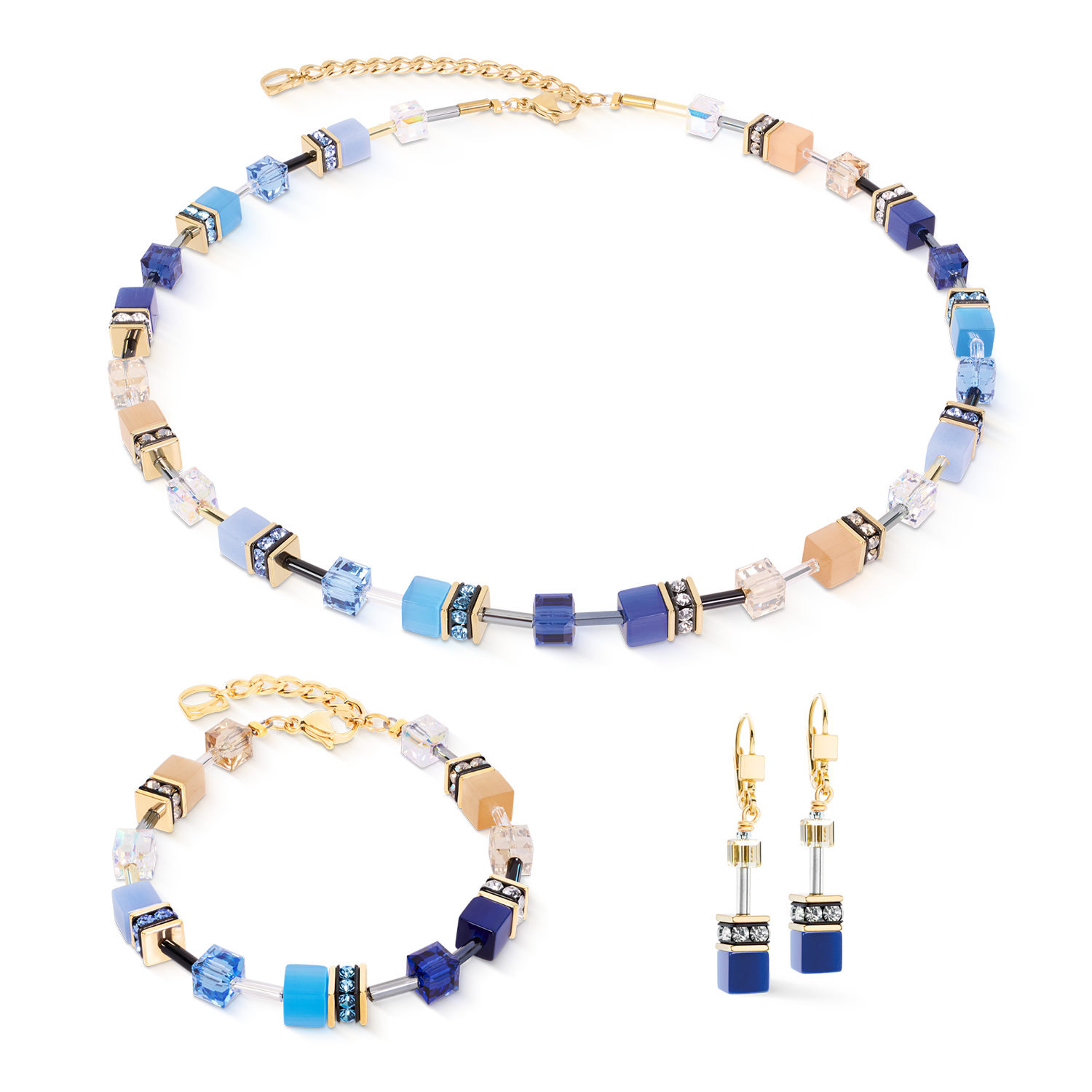GeoCUBE® Iconic Drop Earrings Azure Glow Gold