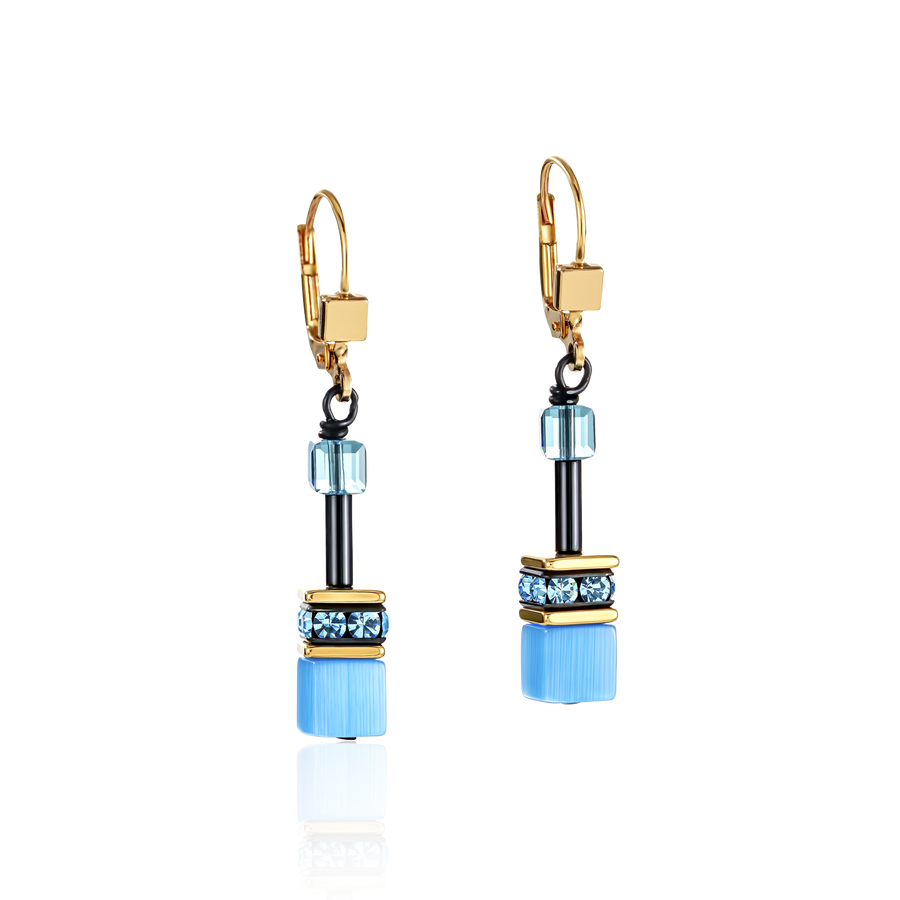 GeoCUBE® Earrings multicolour rainbow gold