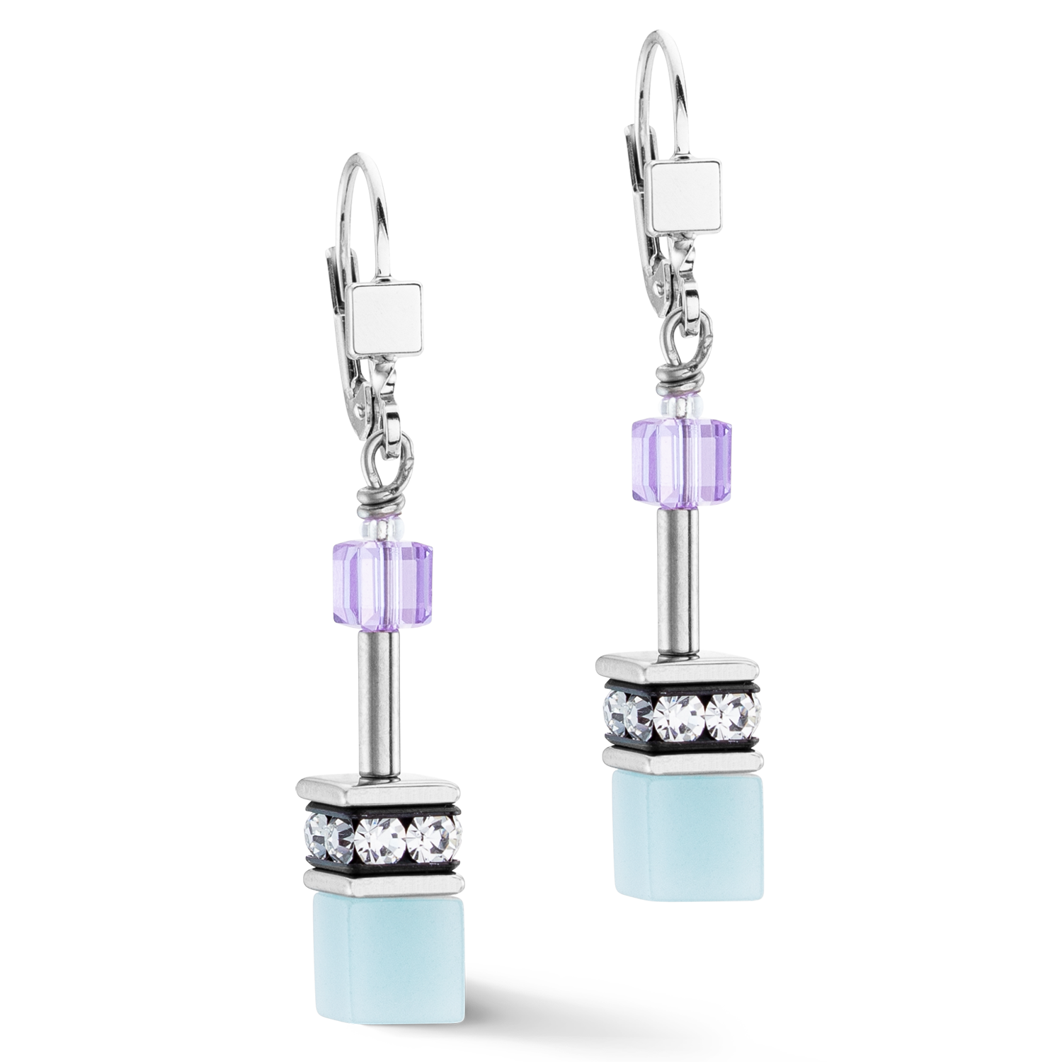 GeoCUBE® Iconic earrings aqua-lilac