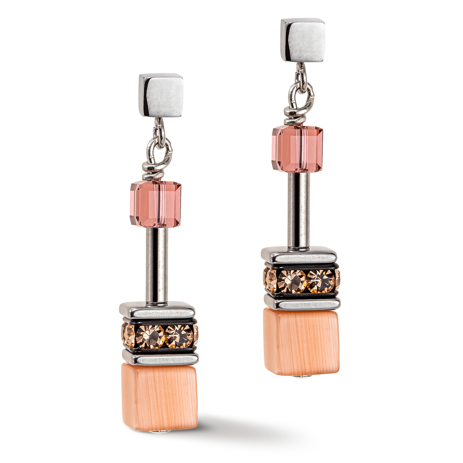 GeoCUBE® Iconic Multicolour Vintage earrings lilac-yellow