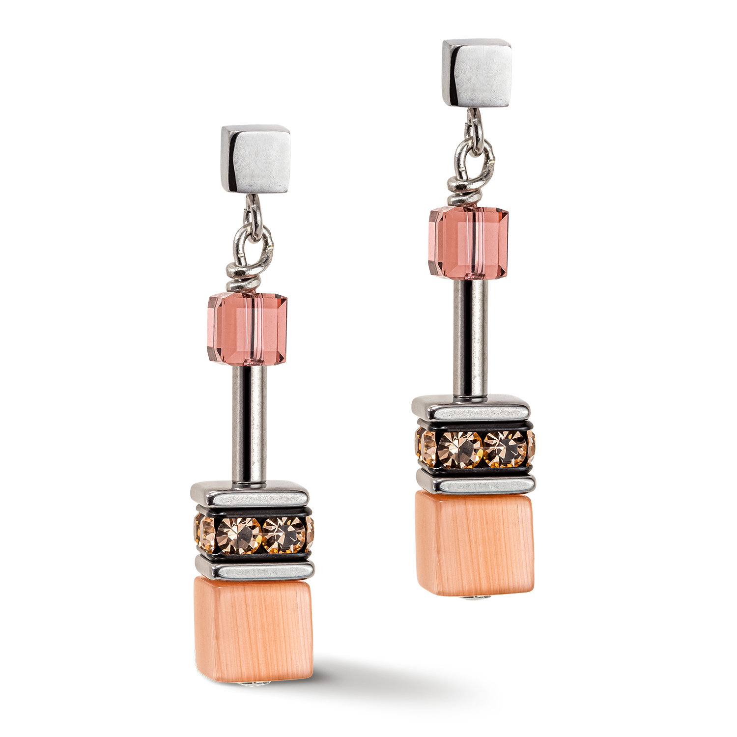 GeoCUBE® Iconic Multicolour Vintage earrings lilac-yellow