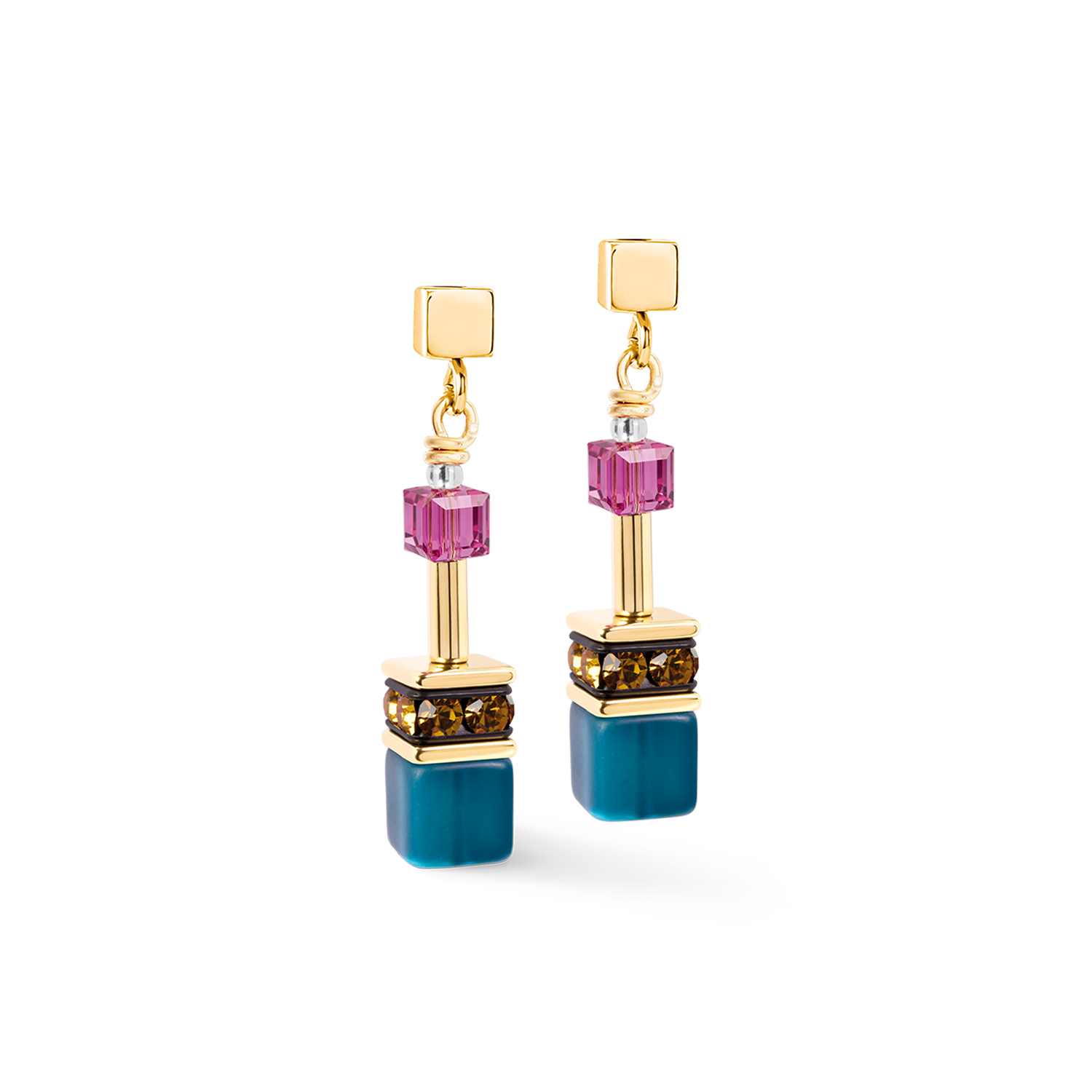 GeoCUBE® Iconic Drop Earrings Multicolor Boho Gold