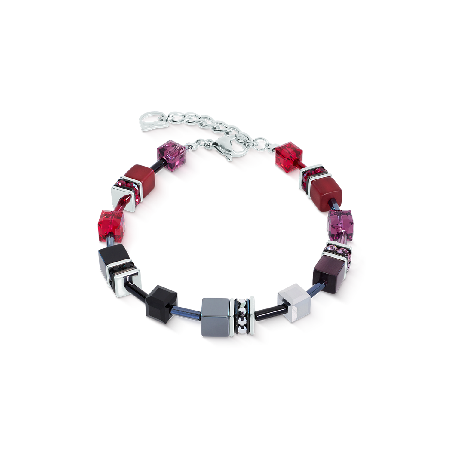 GeoCUBE® Iconic Bracelet Ruby Noir Silver