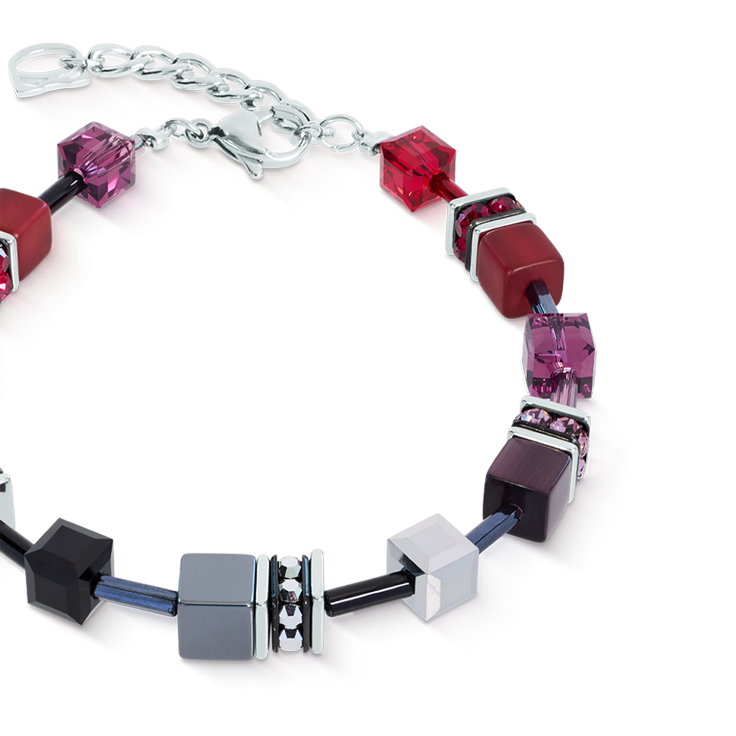 GeoCUBE® Iconic Bracelet Ruby Noir Silver