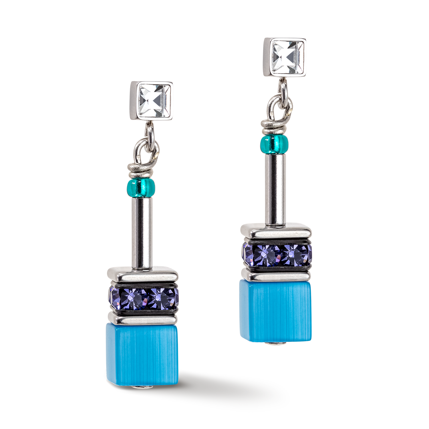 GeoCUBE® Iconic earrings turquoise-purple