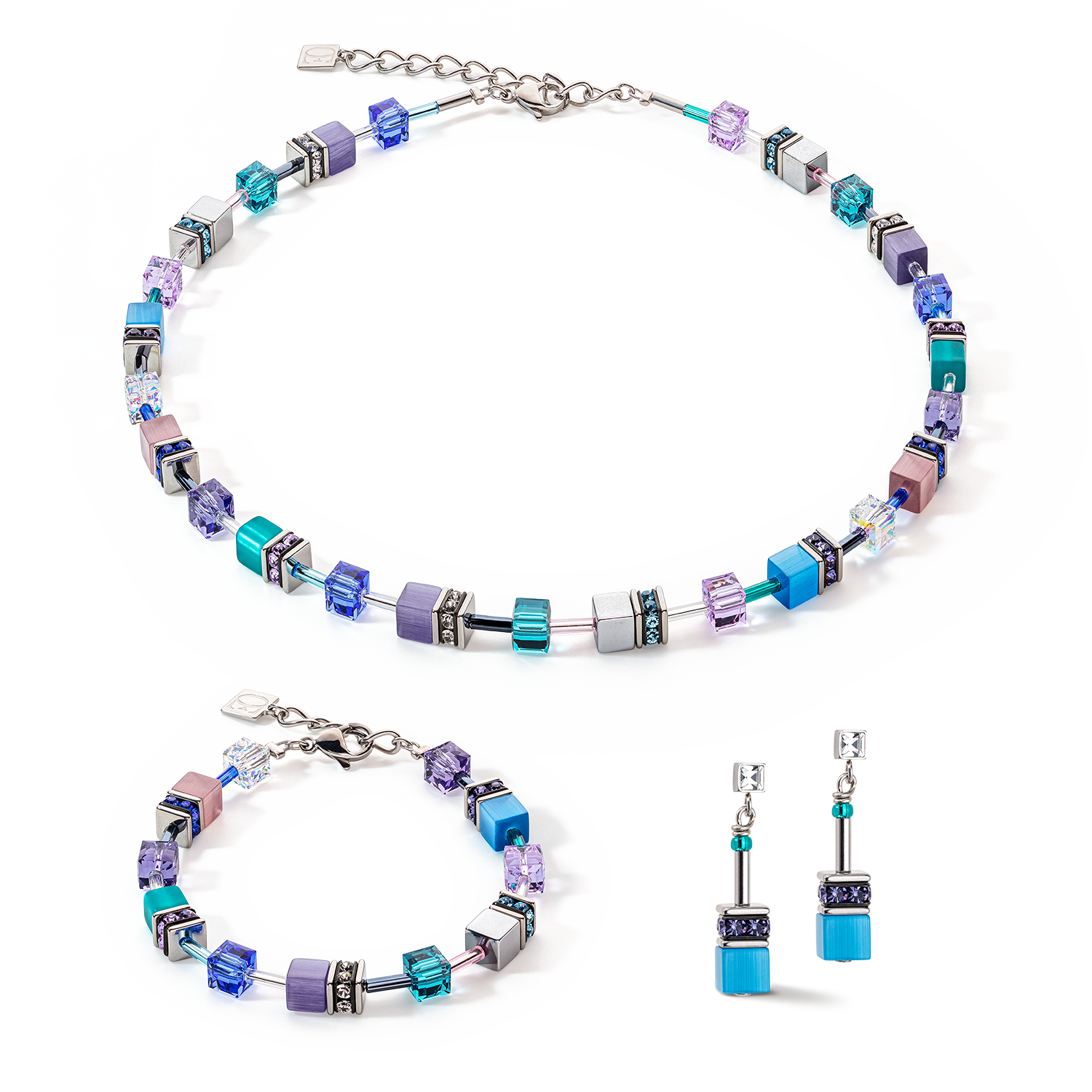 GeoCUBE® Iconic earrings turquoise-purple