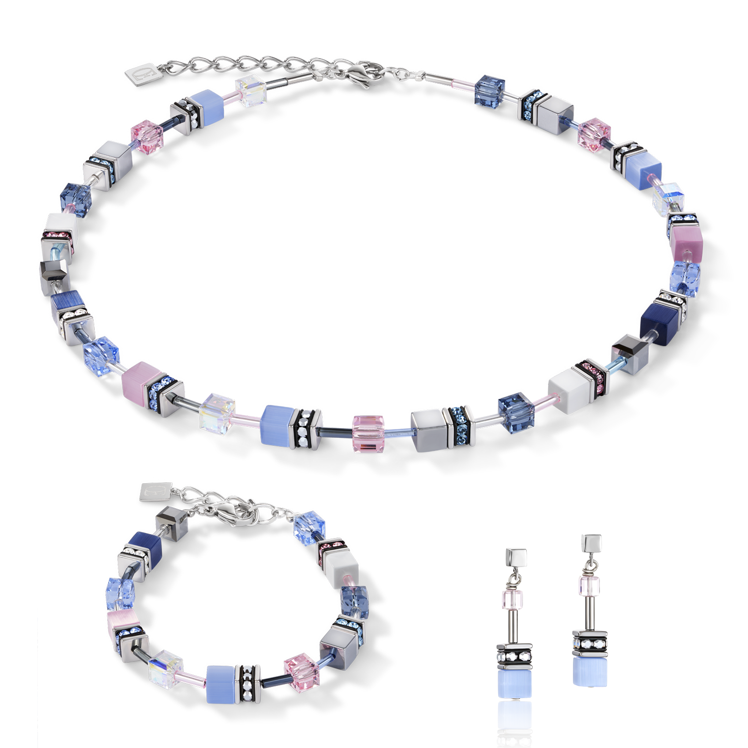 GeoCUBE® Earrings blue-rose
