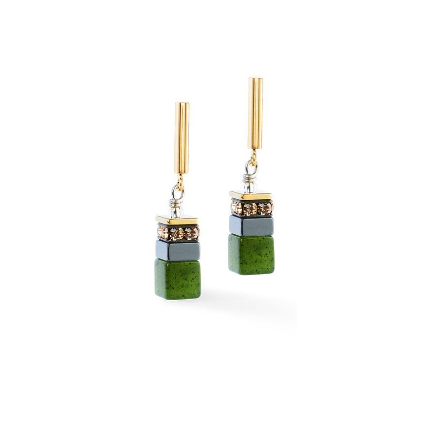 GeoCUBE® Precious Motion earrings Forest Light gold