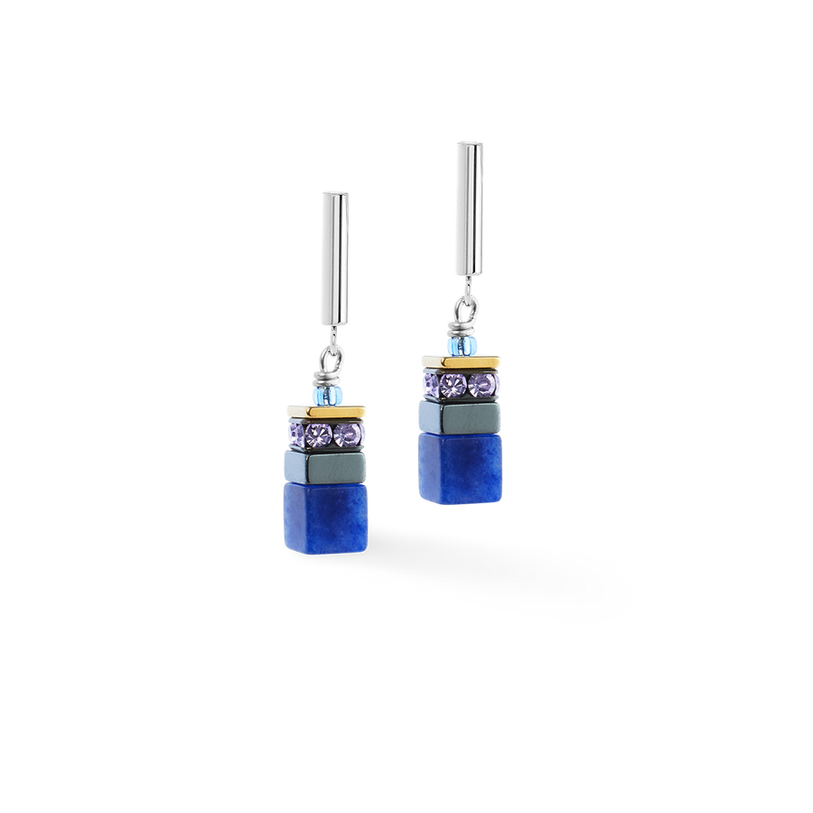 GeoCUBE® Precious Motion earrings Blue Moon Bicolour