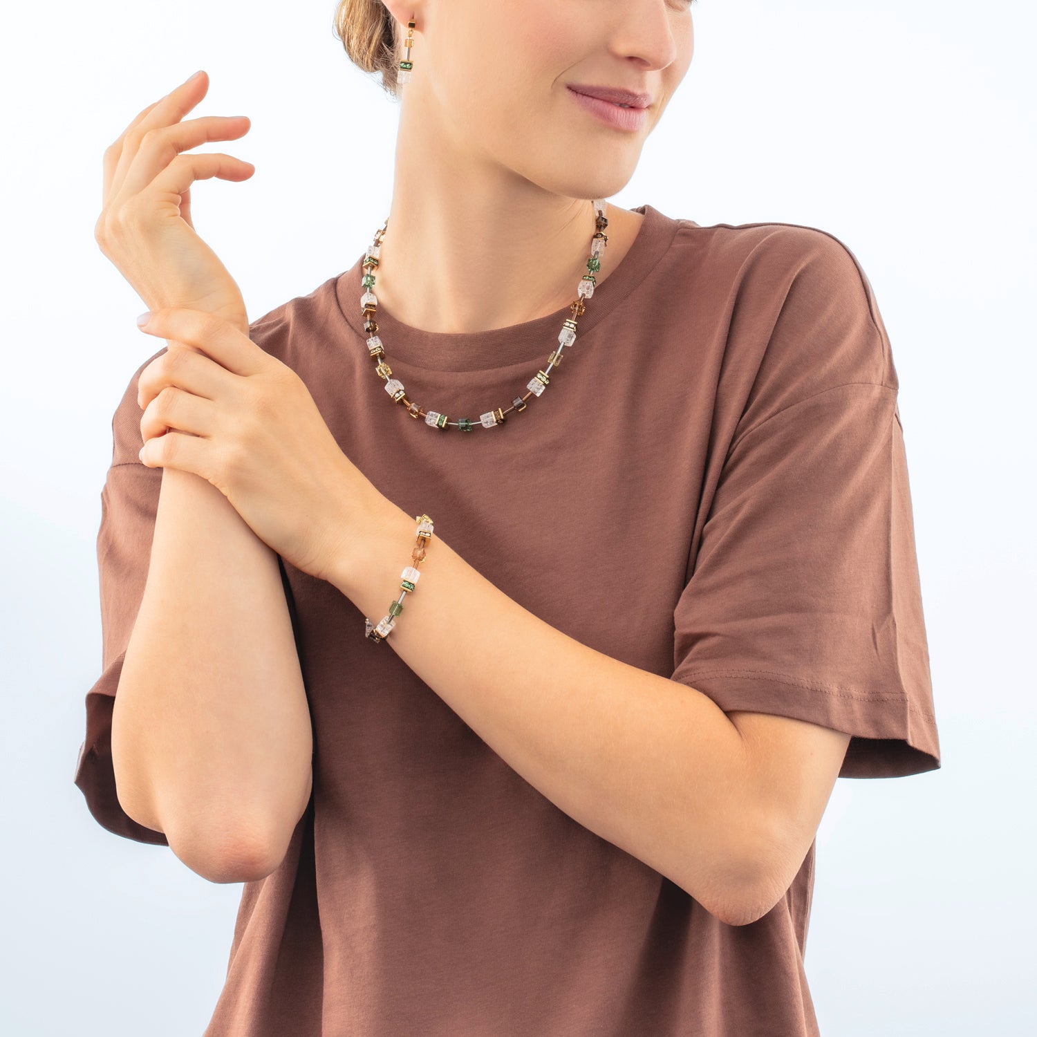 GeoCUBE® Iconic Nature necklace brown-white