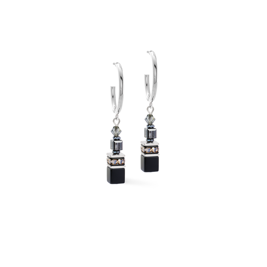 GeoCUBE® Fusion Winter Hoop Earring silver-black