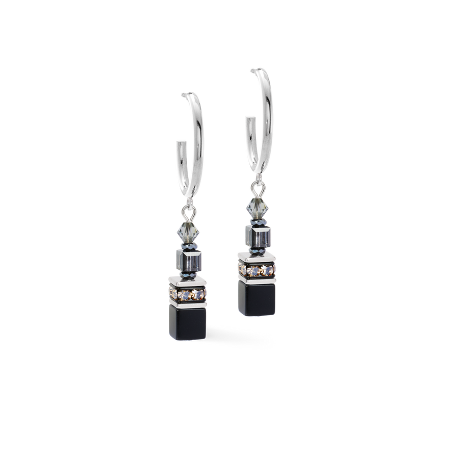 GeoCUBE® Fusion Winter Hoop Earring silver-black