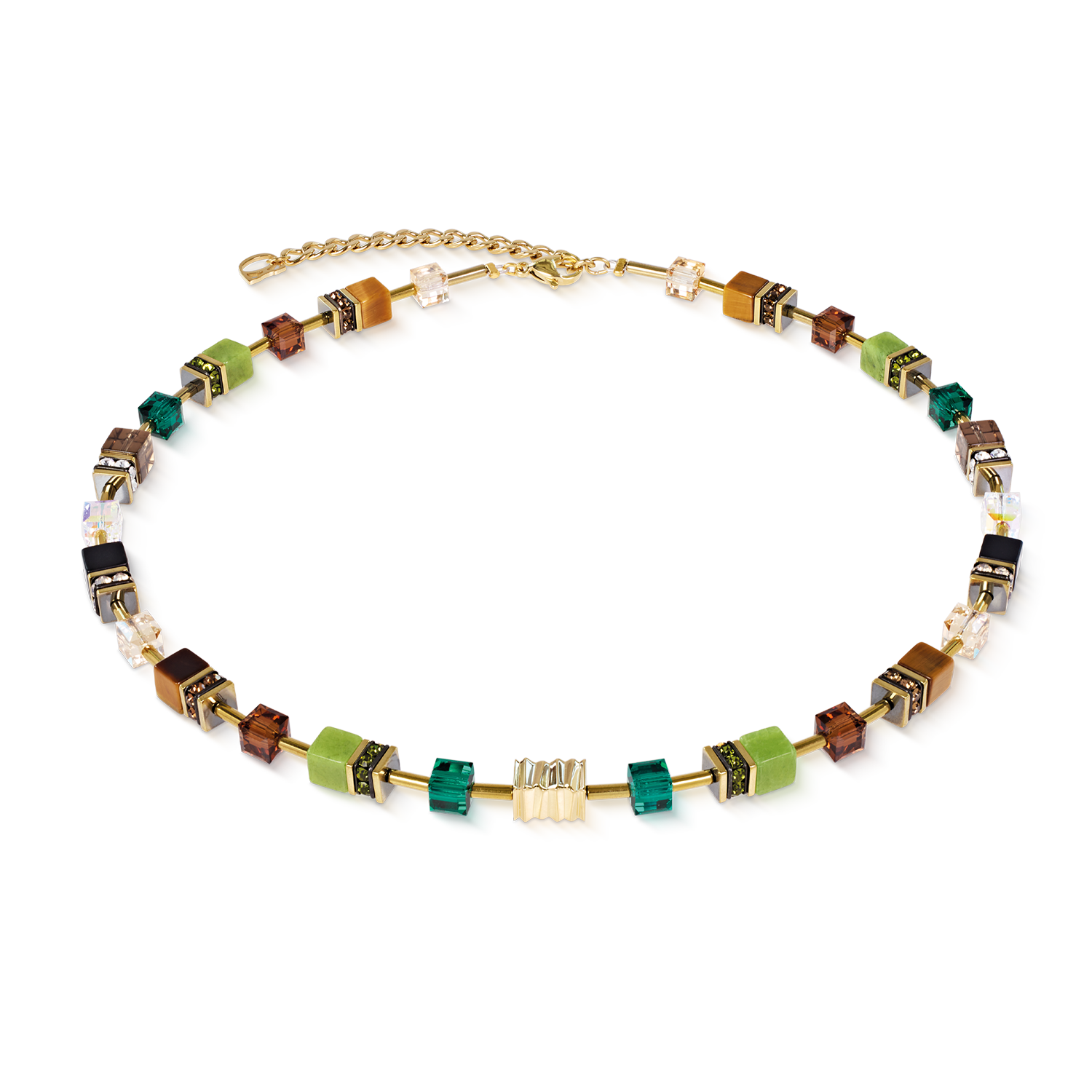 GeoCUBE® Iconic Wave Necklace Forest Gold