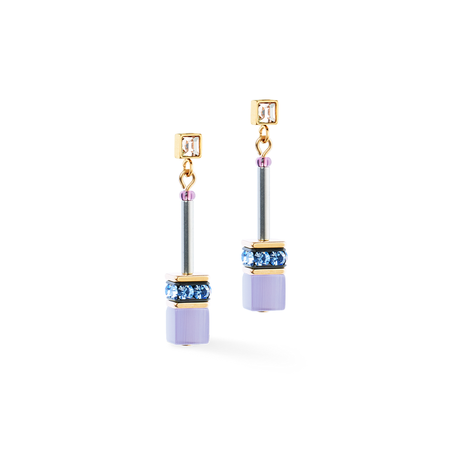 GeoCUBE® Iconic Chain earrings Mystic Orchid gold