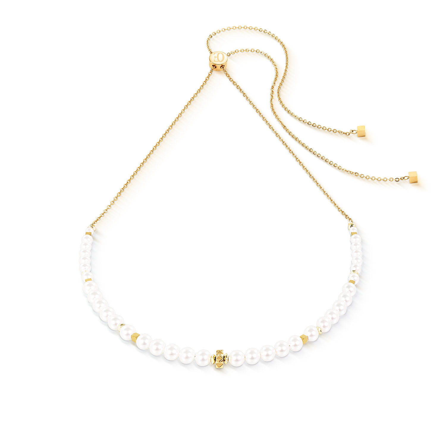 Necklace Slider Pearl Spike Gold
