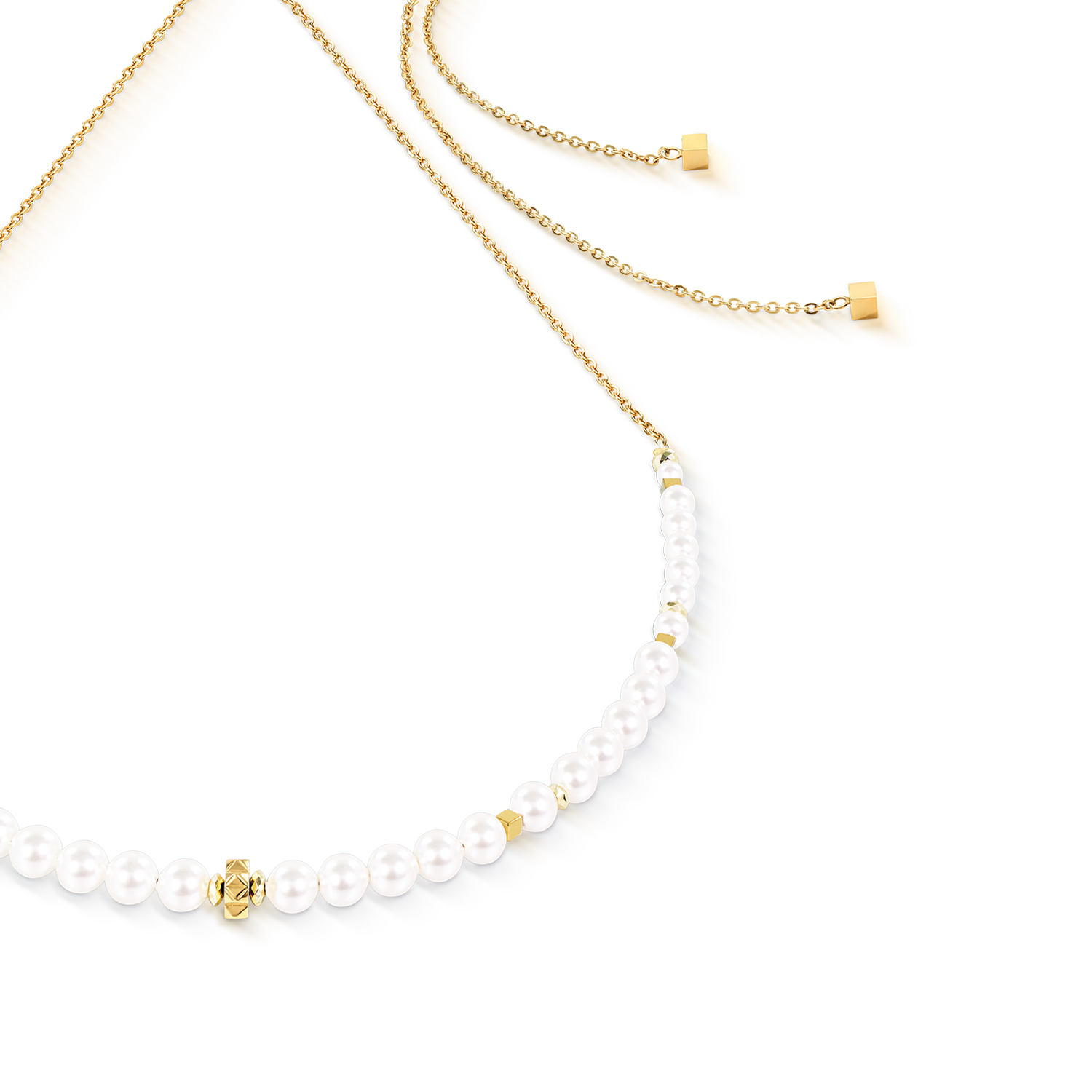 Necklace Slider Pearl Spike Gold