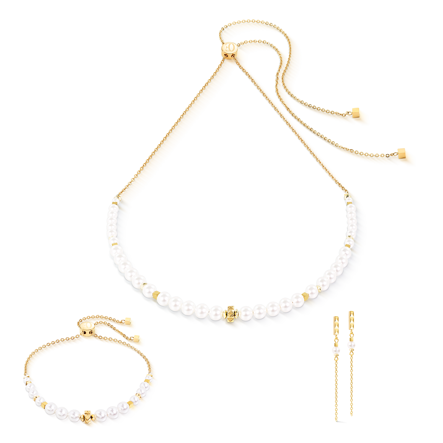 Drop Earrings Slider Pearl Spike Gold