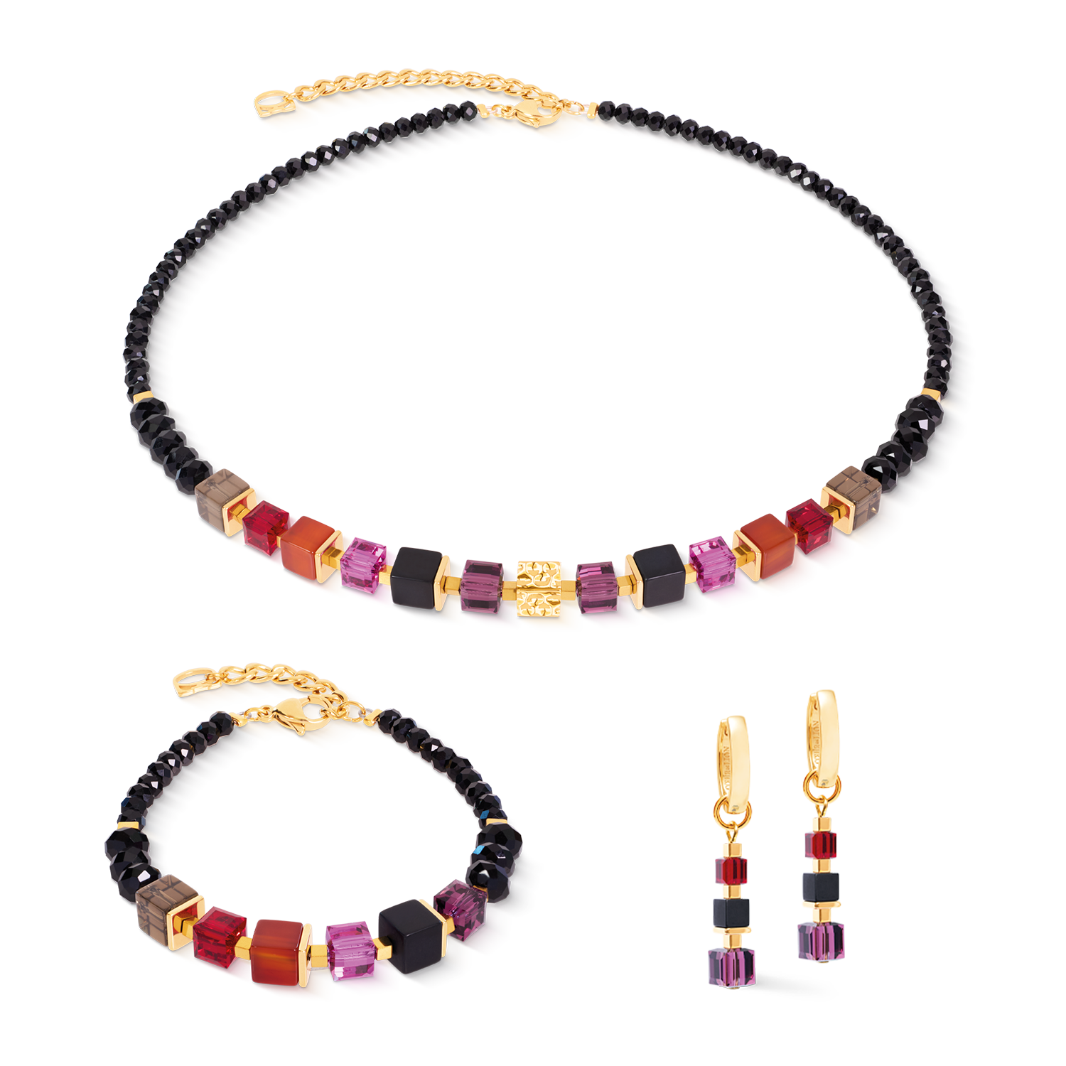 Necklace Cube Mix Precious Berry Gold