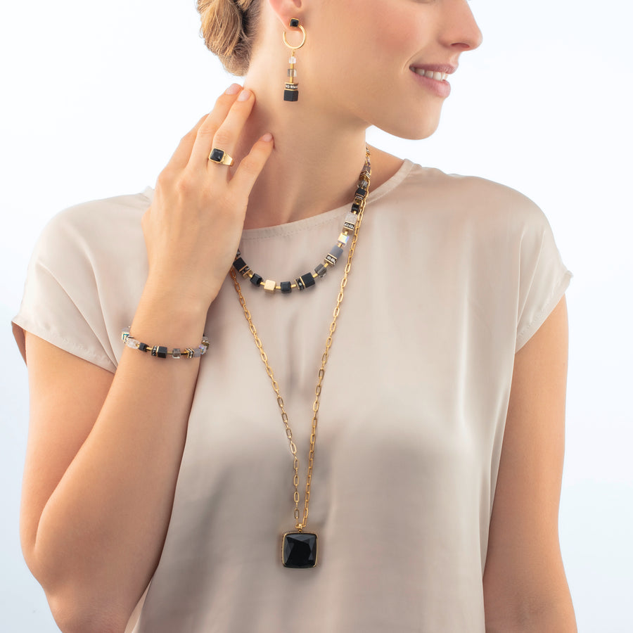 GeoCUBE® Precious statement necklace gold-black