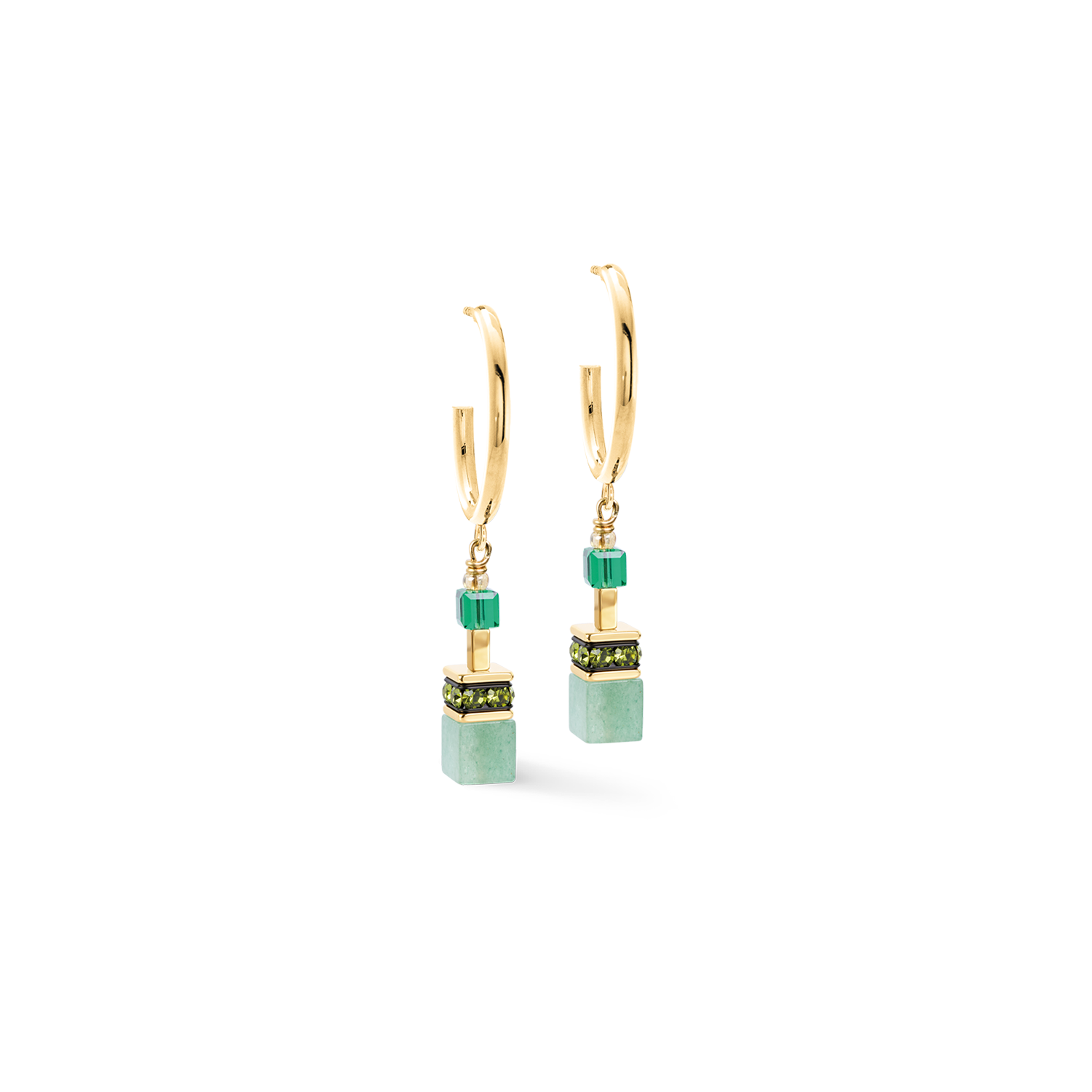 GeoCUBE® Precious Statement Hoop Earrings Emerald Garden